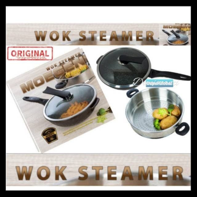 PANCI WOK PAN MOEGEN STEAMER 30 CM PANCI SET KUKUSAN SERBAGUNA