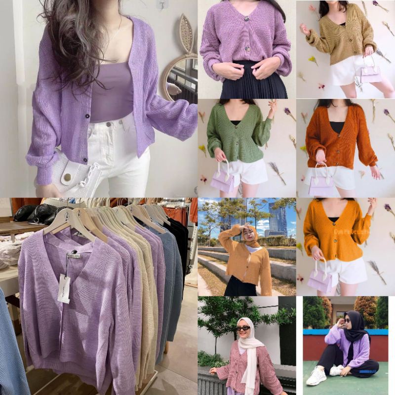 Cardigan Crope Olivia outher cardie / cardigan wanita - vina cardigan rajut