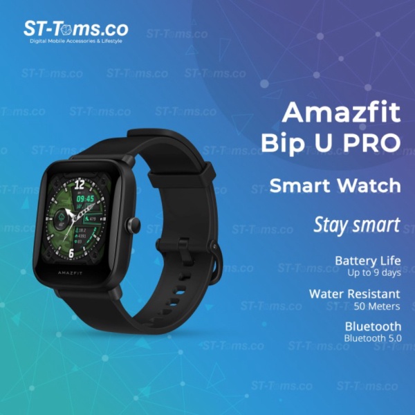 Unik Amazfit Bip U PRO Smartwatch Jam Tangan Digital With GPS - Hitam Berkualitas