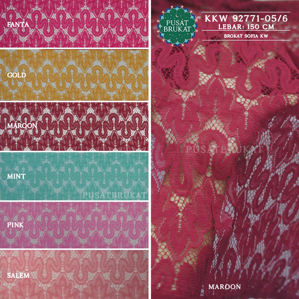 KAIN BRUKAT LACE KEBAYA METERAN / BROKAT MALIKA VINTAGE MOTIF SALUR OMBAK - LARISSA KW 92771 - LEBAR 150CM- [harga per 0.5m]