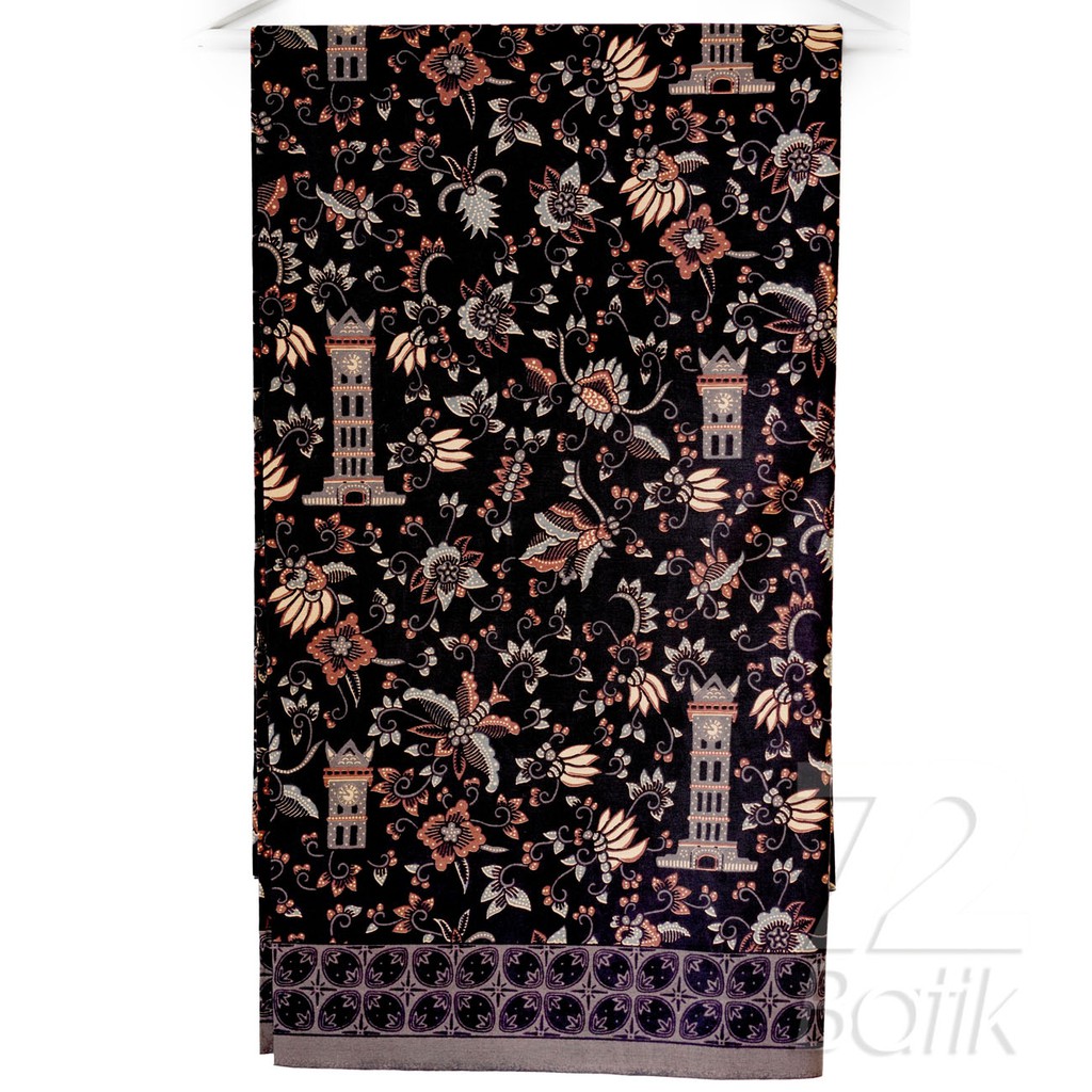 KAIN BATIK KATUN Premium Motif Jam Gadang Warna Hitam Coklat Cream Abu Grey Gray 724536 Cap 72 Jarik Jarit Samping Kebat Panjang Batik Katun Modern Premium Bahan Seragam Batik Pernikahan Kantor Keluarga Murah Kamen Jadi Batik Bali Lembaran