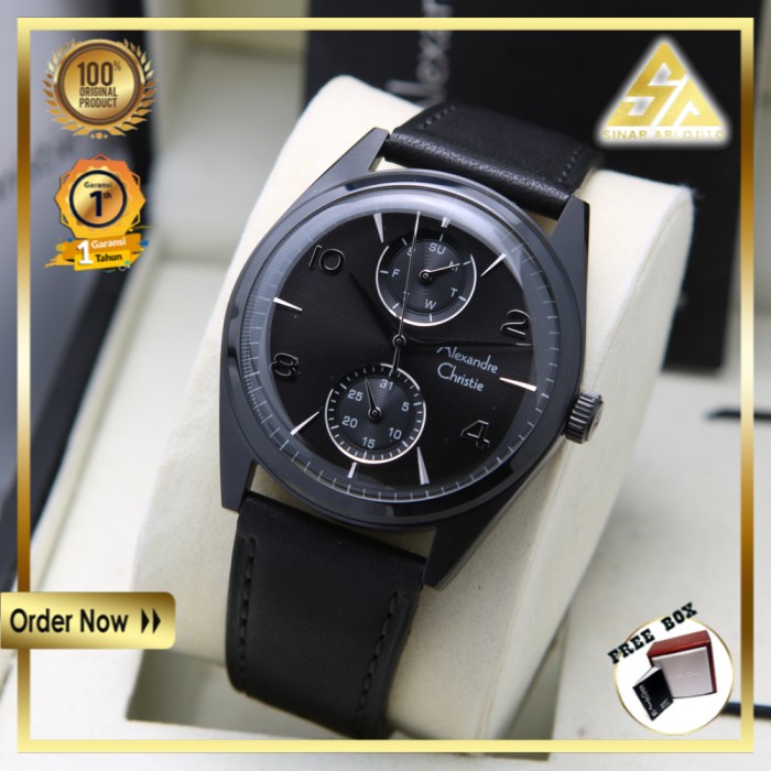 JAM TANGAN ALEXANDER CHRISTIE ALEXANDRE CHRISTIE PRIA COWOK ORIGINAL ORI BRANDED FULL BLACK AC 6579