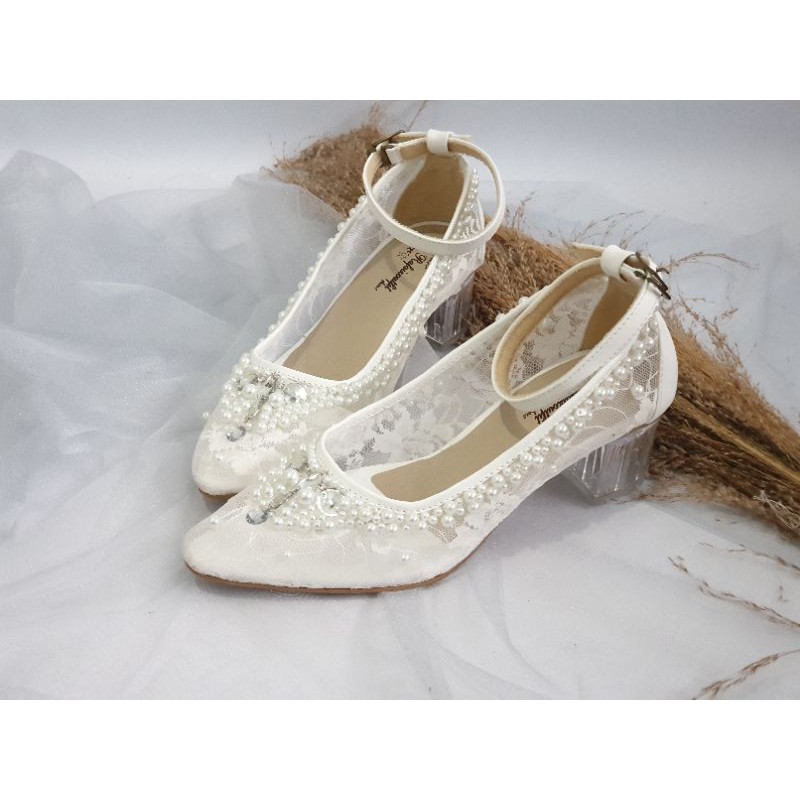 sepatu sayfira putih sepatu wedding cantik termurah 5cm