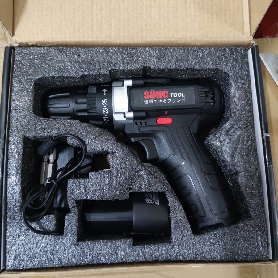 Mesin Bor Baterai 12v Cordless Sunc Tools 12s + 1 Baterai | JLD 12S