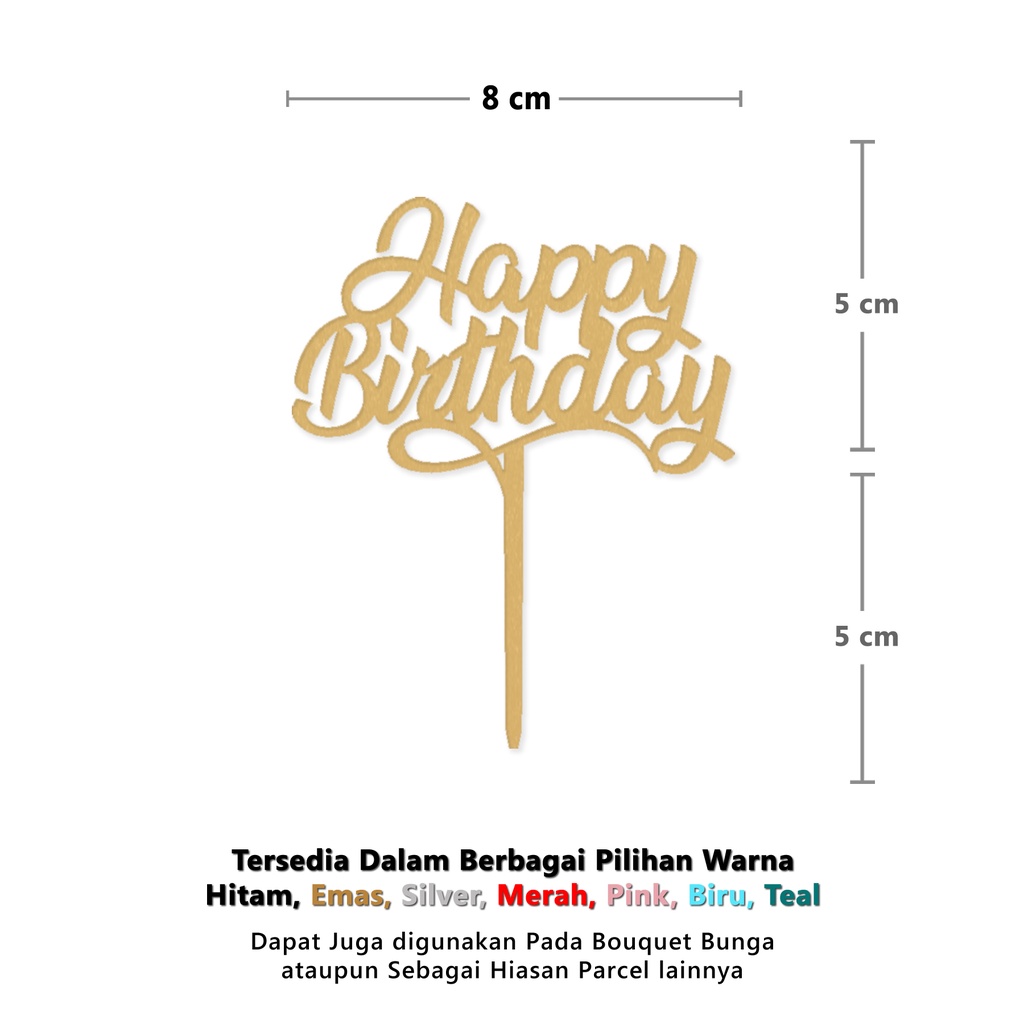 Cup Cake Topper AKRILIK - HBD MINI D - Topper Kue Happy Birthday