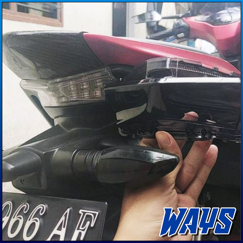 [M005] Aerox 155 NEMO Mika Stoplamp Kaca Lampu Rem Belakang Black Smoke Variasi Motor Yamaha Aerox 155