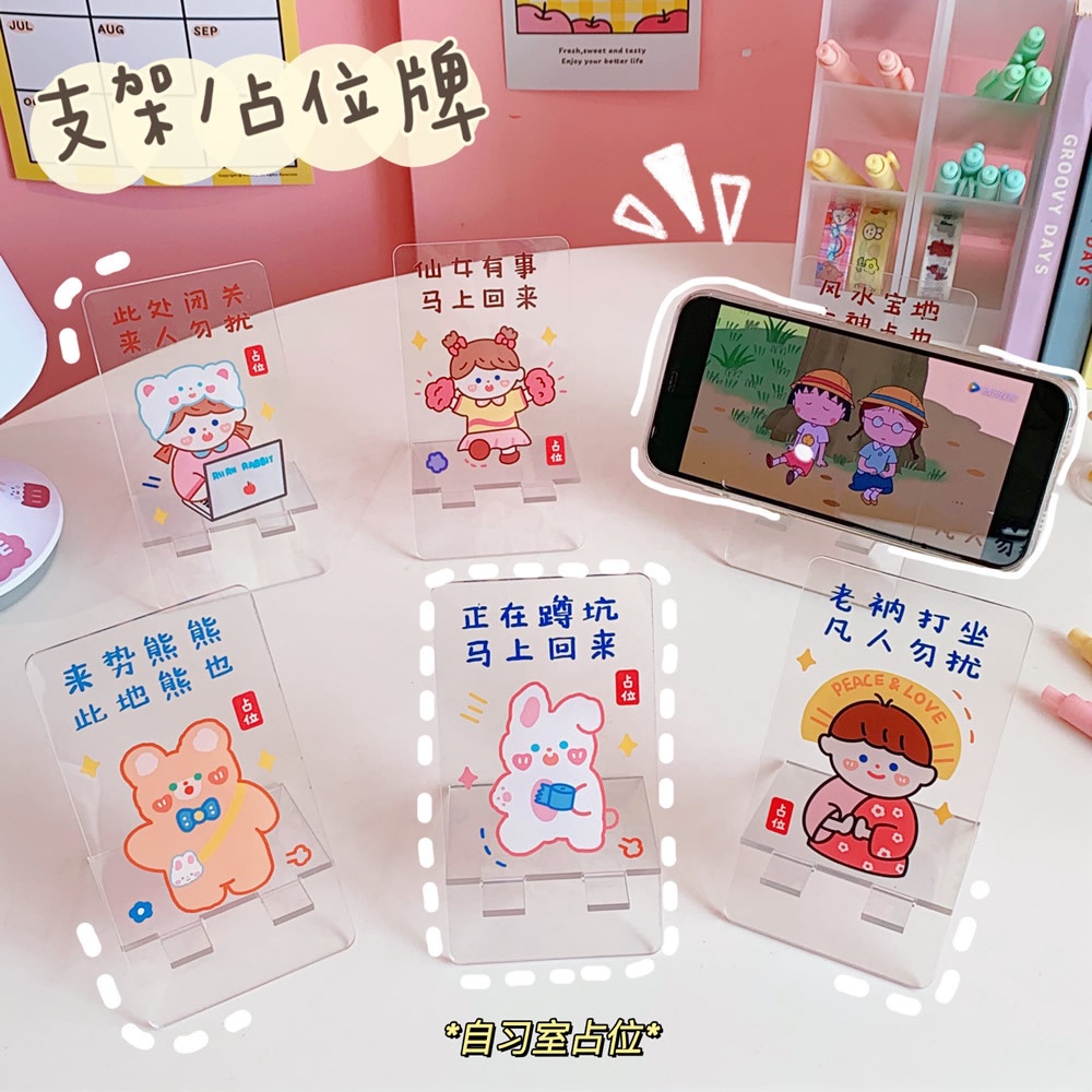 (BOW) Tempat Tatakan Stand Handphone Hp Bening Dengan Bentuk Unik Dan Lucu 0Q65