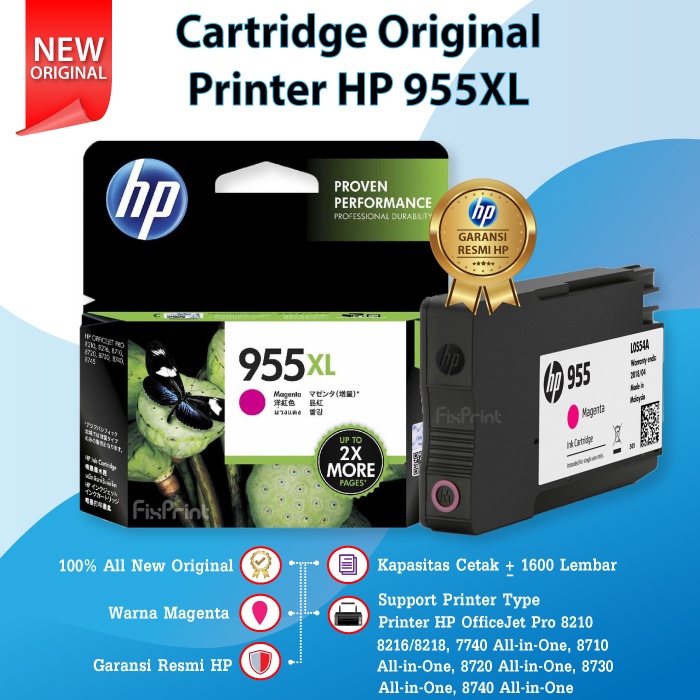 Cartridge Tinta HP 955XL 955 XL Original 7720 7730 7740 8210 8216 8710