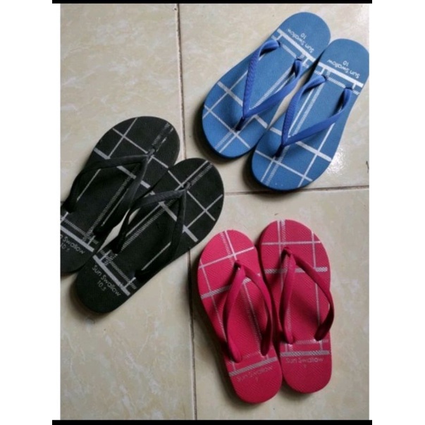 Khusus Grosir 6 Pasang sandal Sun swallow garis wanita