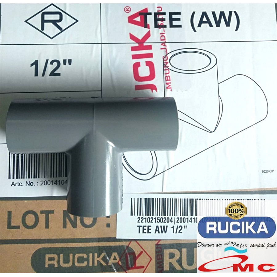 Sambungan Pipa Pralon Fitting T 1/2 Inch TEE AW RUCIKA