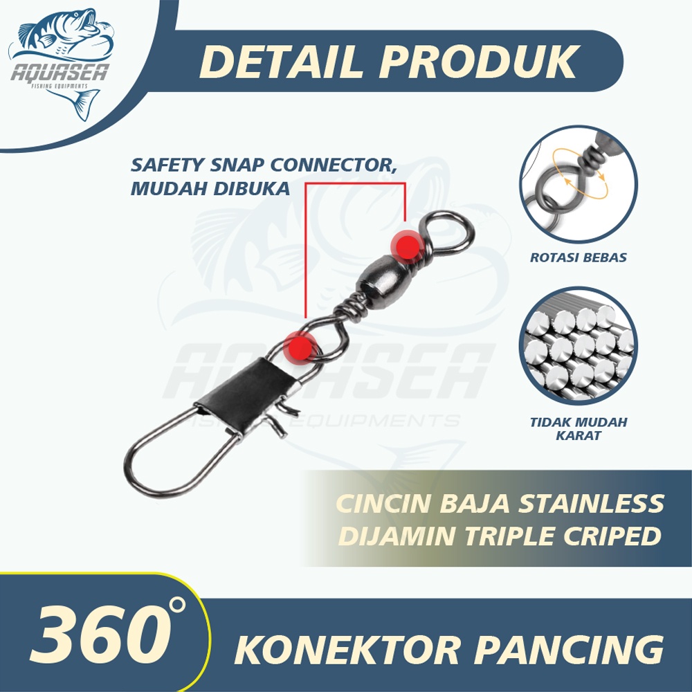 AQUASEA - Konektor Pancing Connector Kili-kili Pancing Rolling Swivel Bahan Stainless Steel Fishing Gear ZXZH-2