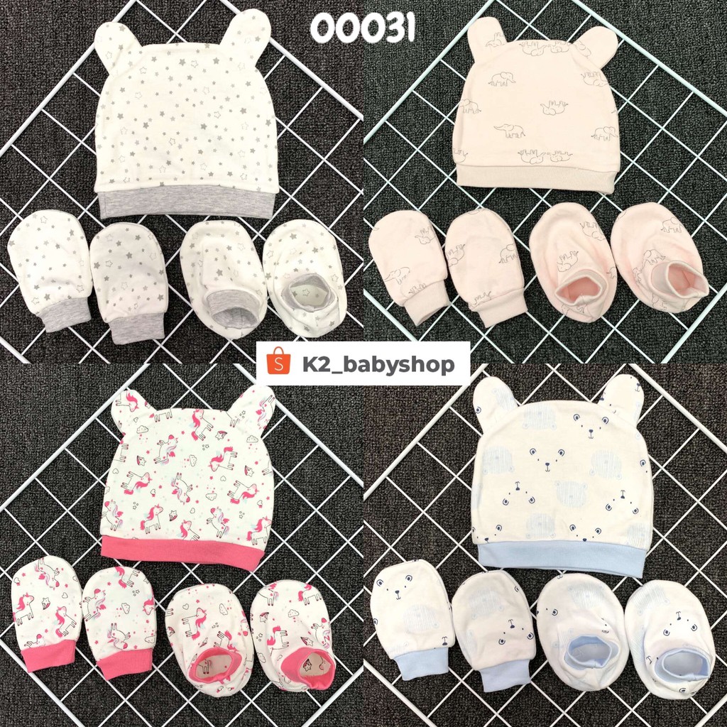 BABY K2 - BABY TOPI &amp; SARUNG TANGAN &amp; KAKI 3 IN 1 MEREK SUNNOZY KODE 00031