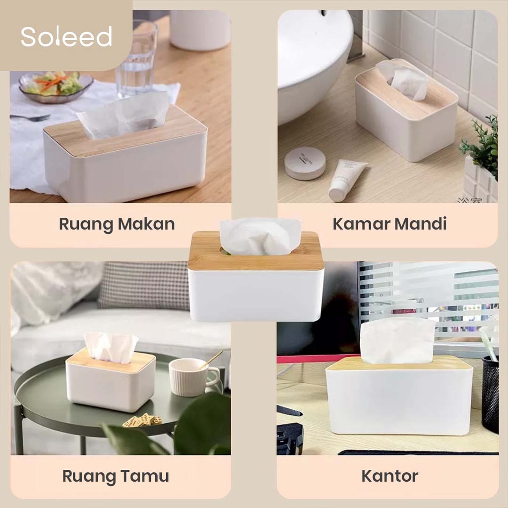 TEMPAT KOTAK TISU BOX TISSUE TUTUP BAMBU MODEL SCANDINAVIAN