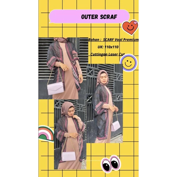 OUTER SCARF CARDIGAN PREMIUM VIRAL MOTIF KEKINIAN / TANPA PO / READY COD / Outer Mono Hitam Series / Outer Scarf Premium / Outer Wear / Outer Wanita / Outer Terbaru 2022 Kekinian / Outer Muslim Wanita / Outer Cardigan Premium-3