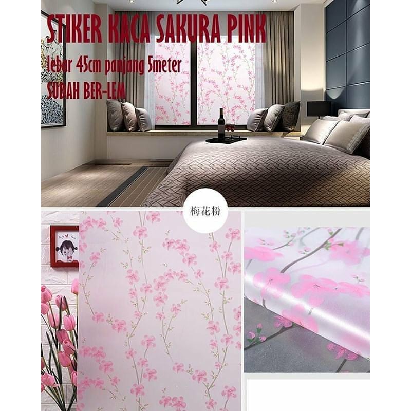 

sticker kaca sunblast motif sakura pink klasik