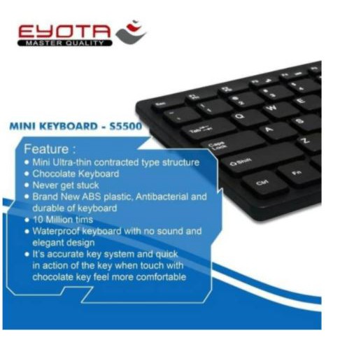 Keyboard mini eyota wired usb 2.0 membrane qwerty tkl slim for Pc laptop i-mac-book s-5500 s5500