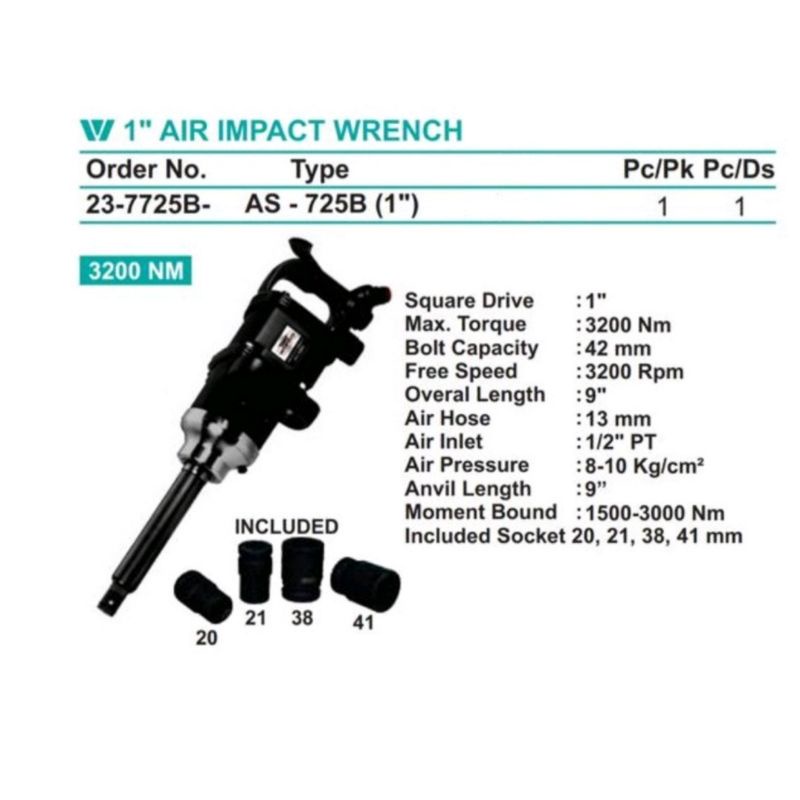 Air impact wrench wipro AS-725B 1in - impek wipro 1in