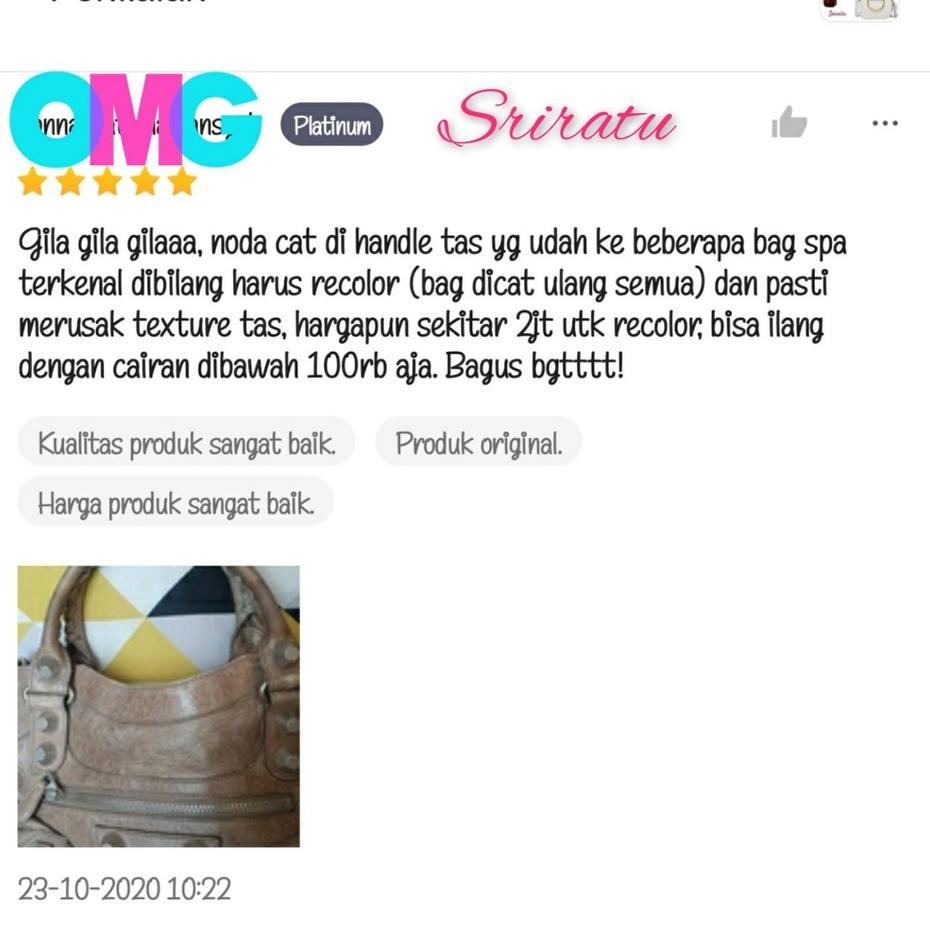 Terlaris.. PEMBERSIH NODA CAT TEMBOK TAS KULIT/SINTETIS