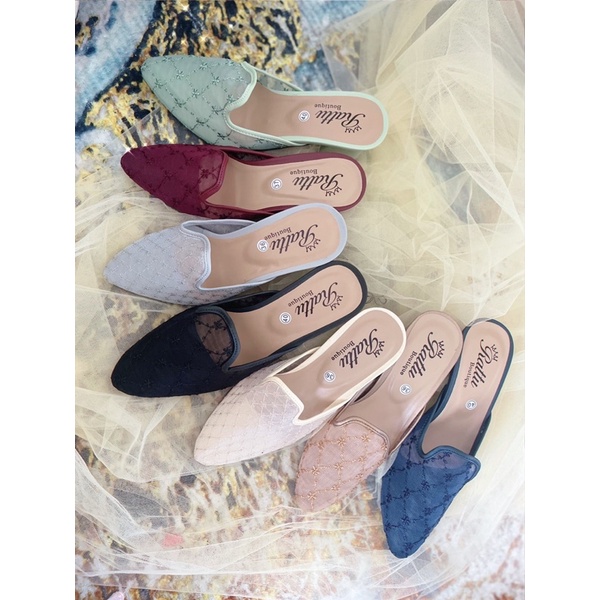 Termurah!!!! COD sendal hak 5cm brukat mewah/ sepatu pengantin/ sepatu brukat/ sandal brukat