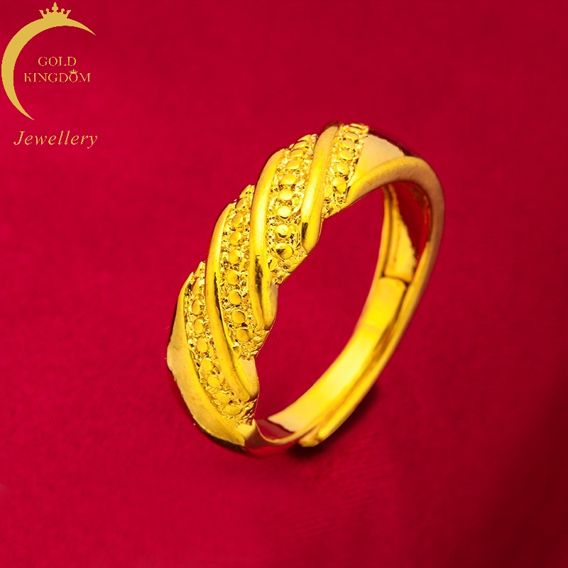 Cincin Emas Emas Asli Kadar 375 Model Terbuka Dapat Disesuaikan Untuk Wanita