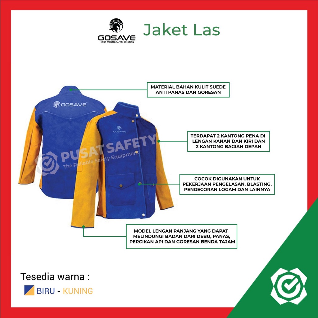 Jaket Las Kulit Leather Welding Jacket Safety Gosave
