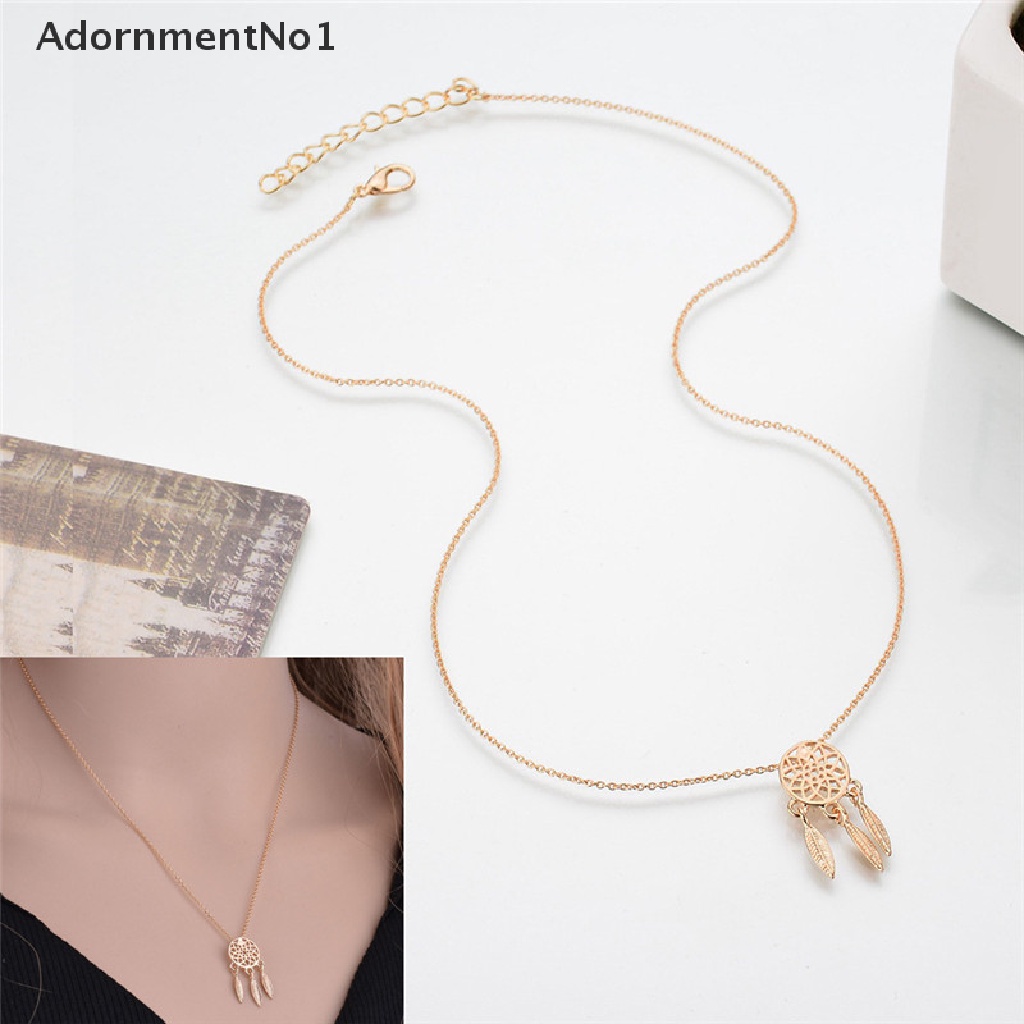 (AdornmentNo1) Kalung Rantai Panjang Liontin Dream Catcher Gaya Retro Warna Gold / Silver Untuk Wanita