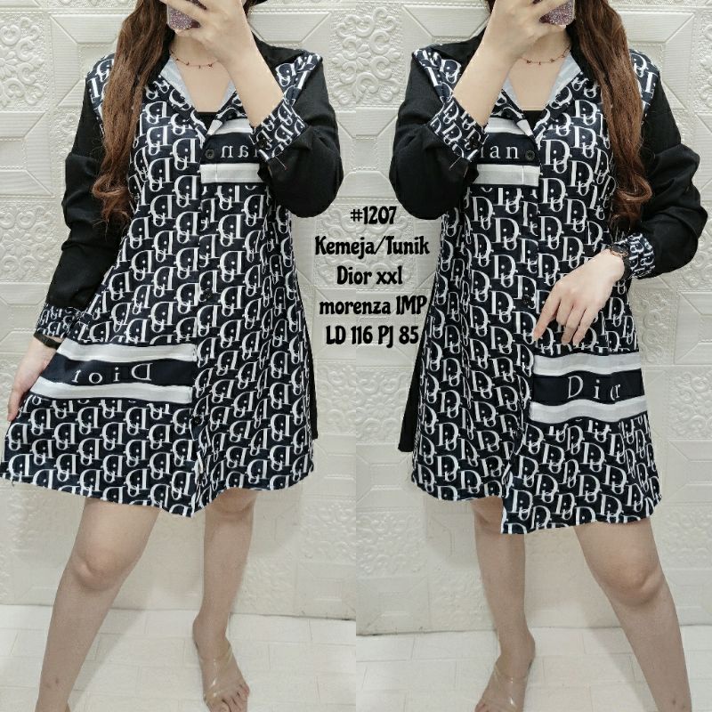 Kemeja long wanita model eLVi / Tunik motif dior 1207 (imp) 1204 1205 1206
