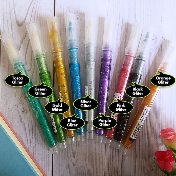 

1pc Spidol gliter metalik / Highlighter COLNK - Cerah & Cepat meresap - Black Gliter