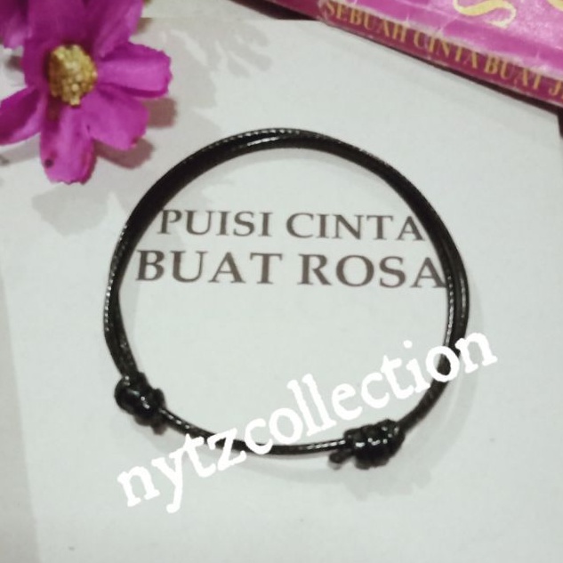 Gelang Tali Kulit Gelang Hitam Polos Gelang Tali Korea Waterproof