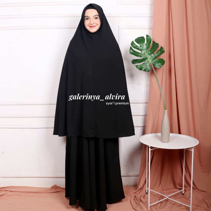 PREMIUM GAMIS SET KHIMAR / GAMIS POLOS / GAMIS TERBARU 2019 - HITAM 2