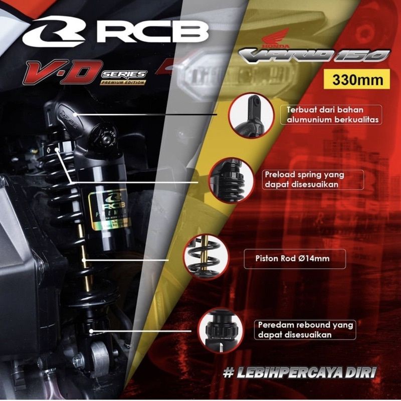 Shock Shockbreaker RCB VD BLACK SERIES PREMIUM Nmax Old, Nmax New, Aerox New, Aerox Old, Pcx 150, Xm