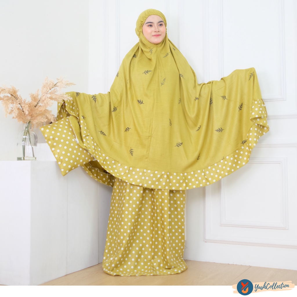 YashCollection Mukena Dewasa Bali Mukena Cemara LAMIA Jumbo-Mukena Lamia Olive