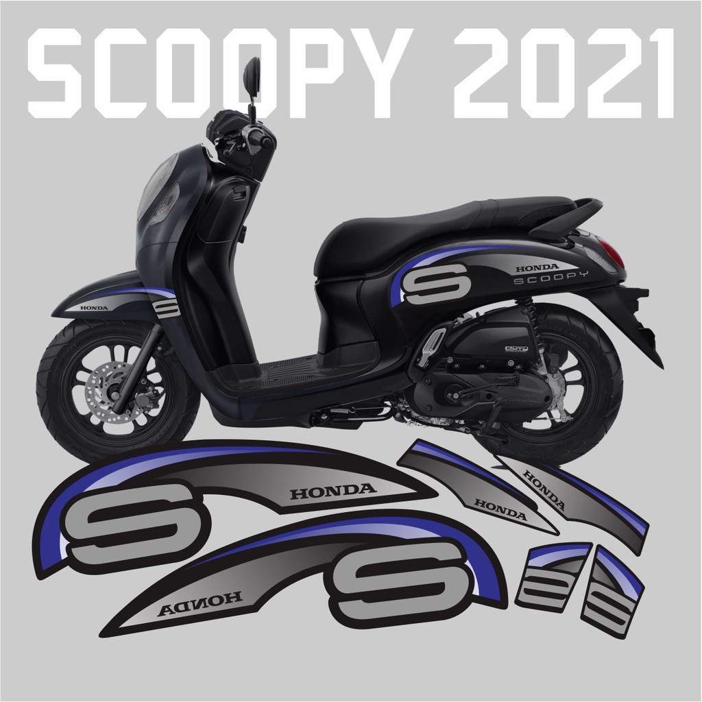 STRIPING SCOOPY 2021 VARIASI DESAIN LANCIP SIMPLE HITAM LIST BIRU -INDIGO01 STICKER-