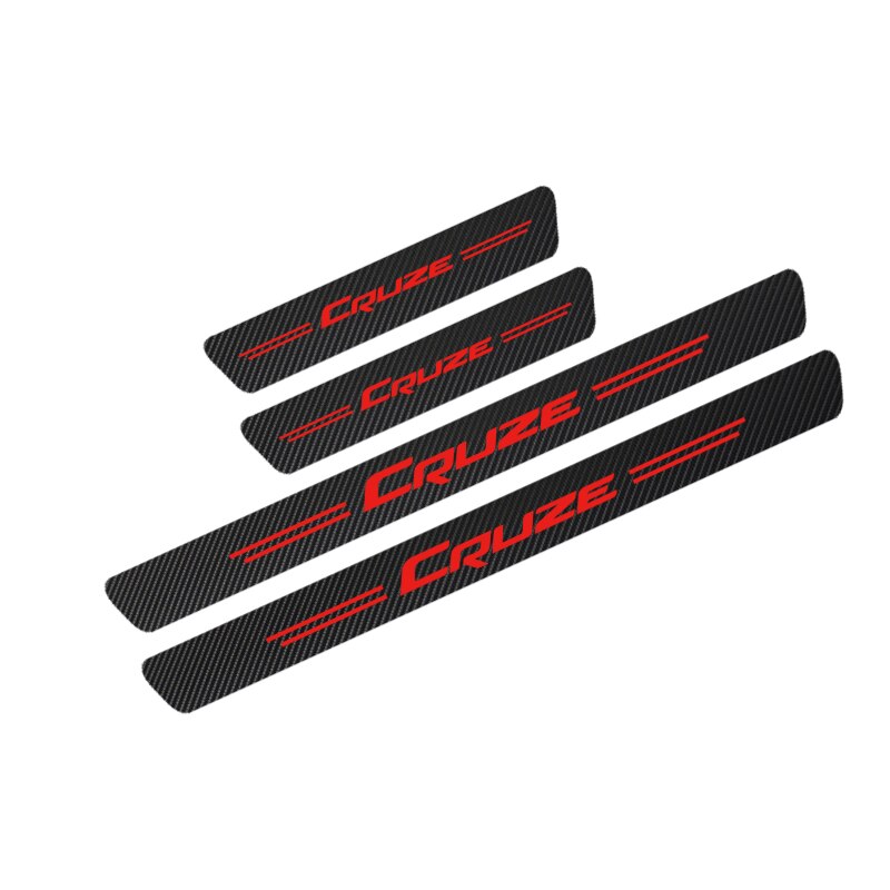 4pcs Stiker Sill Pintu Mobil Bahan Carbon Fiber Untuk Chevrolet Cruze