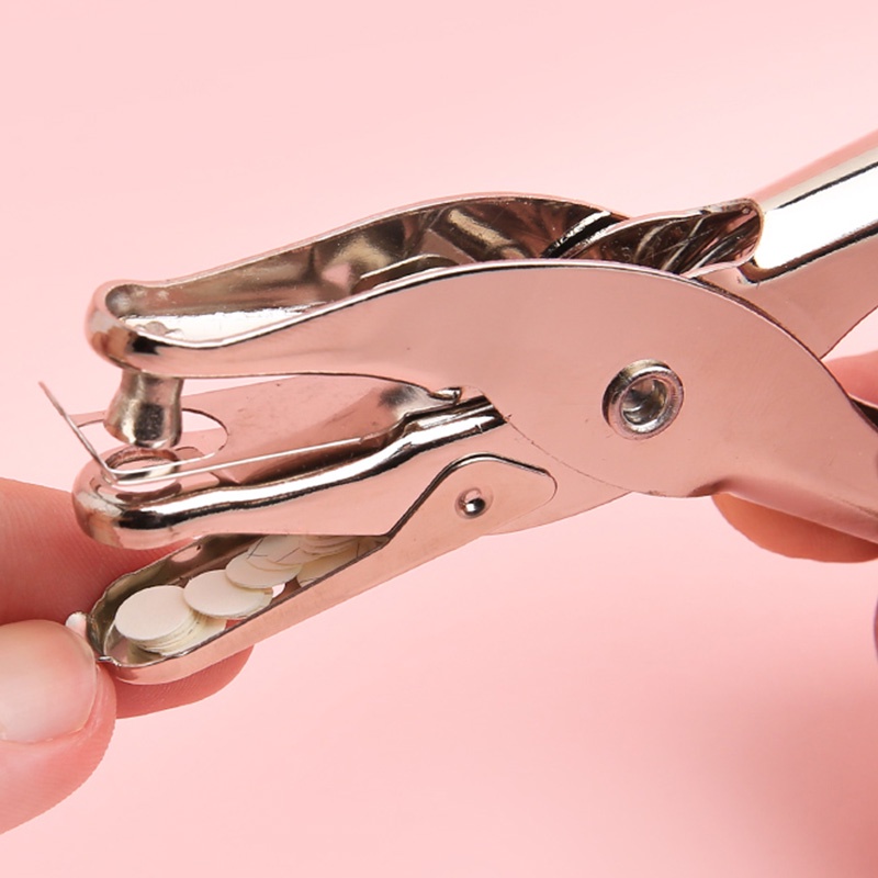 Metal Single Hole Punch Plier with Loose-leaf Ring Mini Handheld Paper Punching Machine