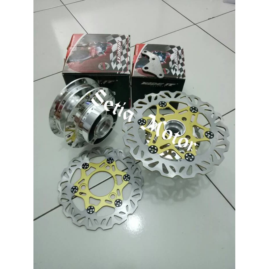 Tromol Satria Fu Crome Depan Belakang Cakram Set Bonus Breket Cakram - Variasi Motor