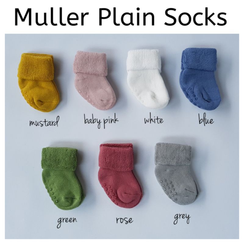 Kaos Kaki Baby Polos Muller Plain Baby Socks 0 6 12 Bulan