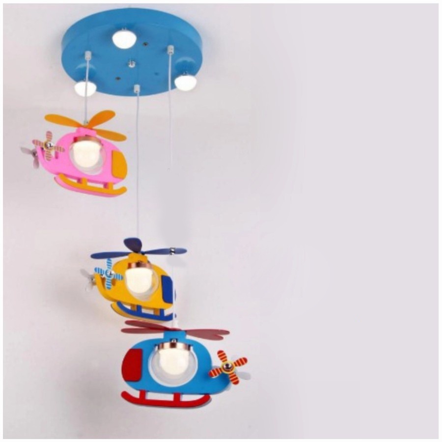 Lampu hias gantung anak helikopter MODERN DILENGKAPI DENGAN BOHLAM LED coin KID'S ROOM pendant light