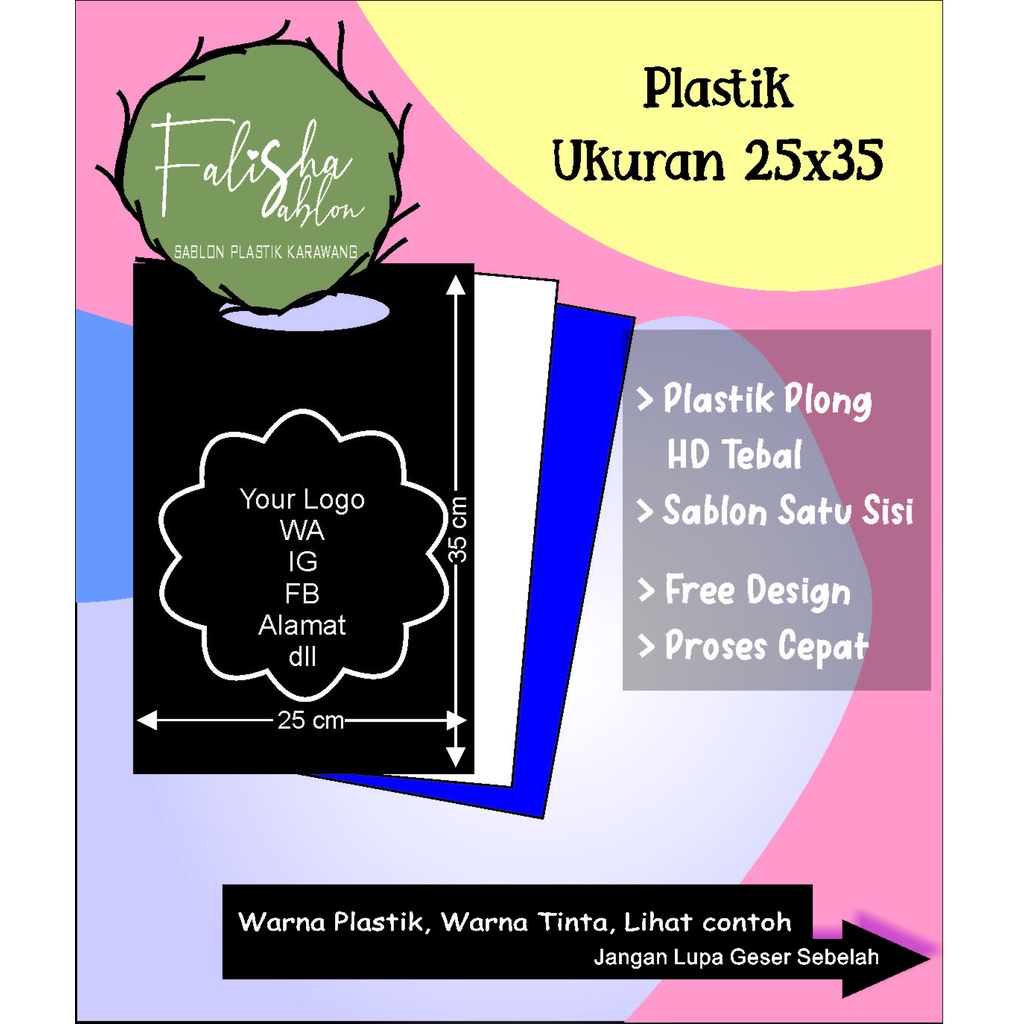 

plastik sablon HD Plong Ukuran 25x35 kemasan jualan olshop murah