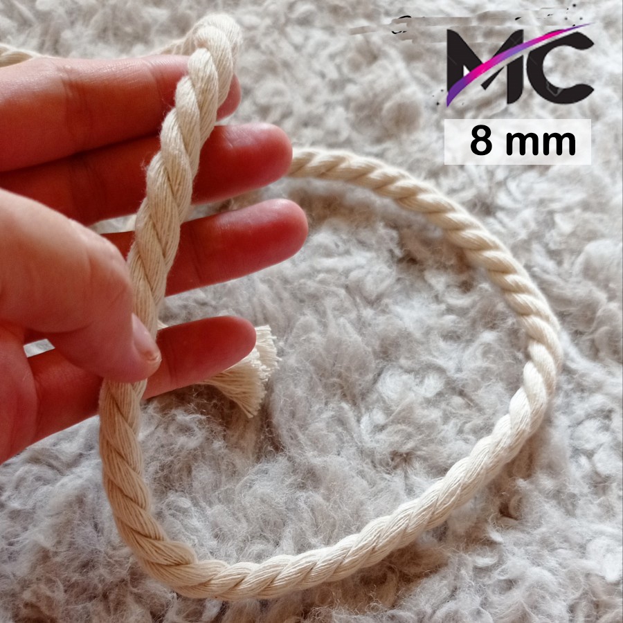 Tali Tambang Katun 6mm 8mm Warna Putih Kuralon Guralon Rope Bahan Asli Import Tampar Pengikat Barang Dekorasi Kerajinan Gantungan Tarik Tambang Outbond Pengaman Safety