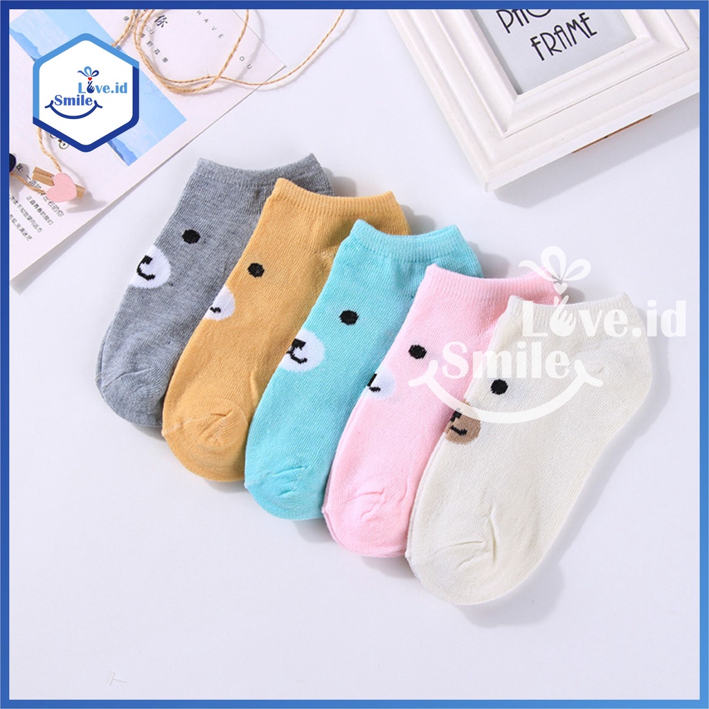 Kaos Kaki motif Cute Bear Fashion Unisex Pria Wanita Murah Ankle Socks KK003