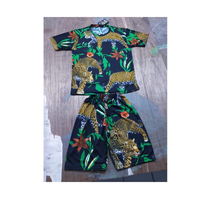 Baju corak macan printing bunga