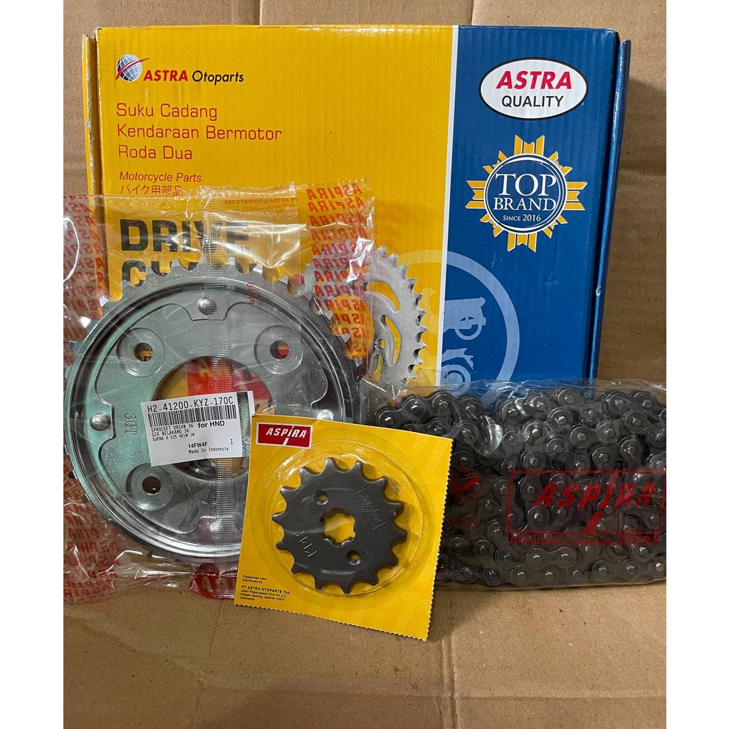 ASPIRA PAKET GIR SET/ PAKET GEAR SET SEPEDA MOTOR SUPRA X 125 HELM IN
