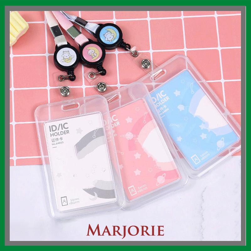 Kartu Bus Izin Kerja Siswa Kartu Makan Plastik Dua Sisi Pemegang Kartu Transparan-MJD