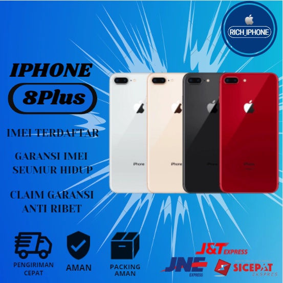 iPhone 8PLUS FULLSET BER-GARANSI 64GB - 256GB MULUS