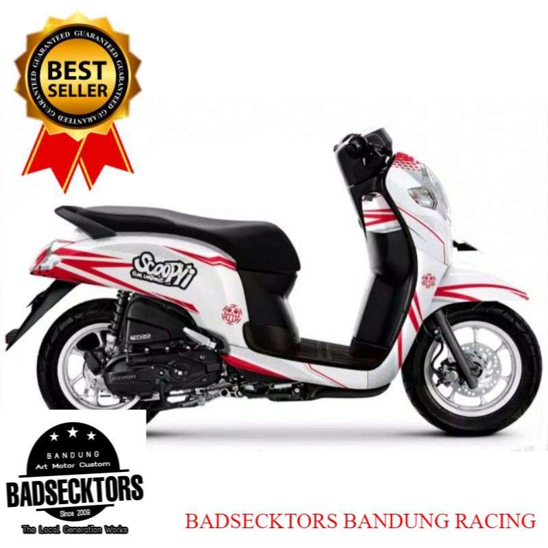 Decal sticker Scoopy fi 2019 putih grafis merah keren
