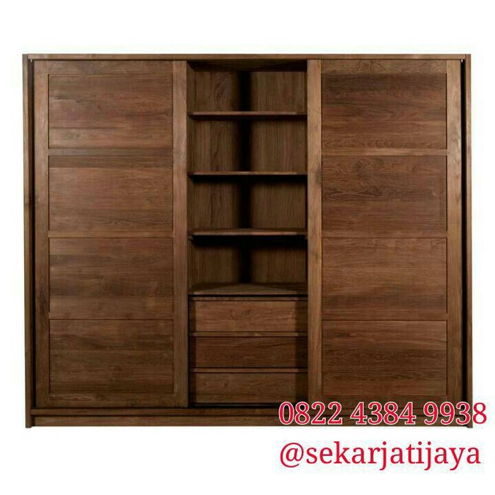 Wardrobe/Lemari pakaian jati jepara bisa custom motif minimalis/ukiran