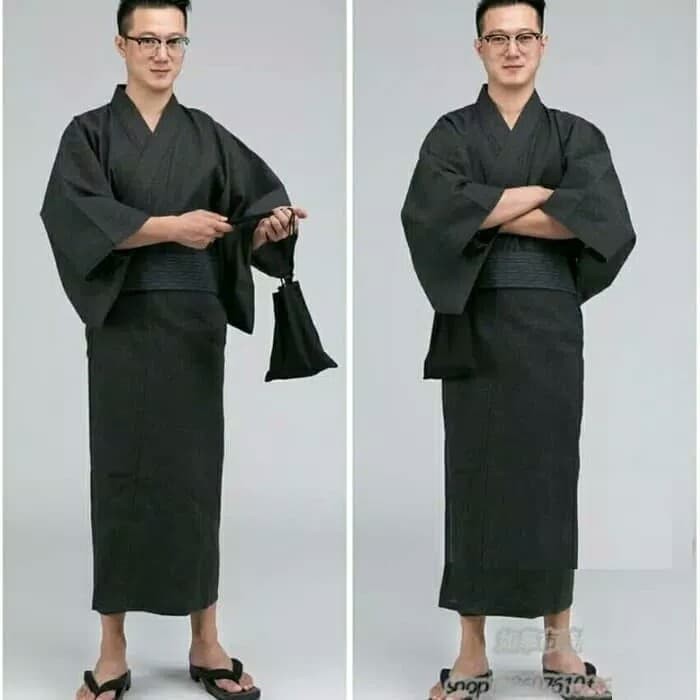 BAJU JEPANG YUKATA POLOS PRIA KIMONO MATSURI WARNA HITAM, CREAM, BIRU NAVY