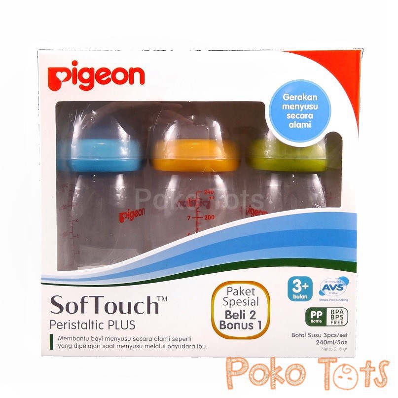 PROMO GRATIS 1!! Pigeon Wide Neck Peristaltic PLUS 240ml Paket Beli 2 Bonus 1 Botol Susu 3+ Bulan