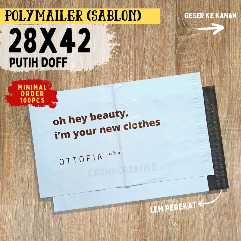 

28X42 (SABLON) POLYMAILER / PLASTIK PACKING PUTIH DOFF